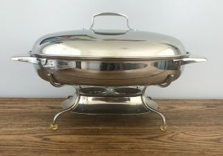 VTG MCM Stainless Steel Oval Casserole Chaffing Dish w Warmer Set of 3 3