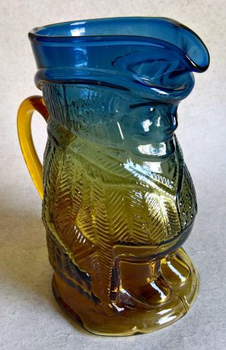 Vintage Kanawha Glass Toby Pitcher – Blue To Amber Colored Glass – West Virginia