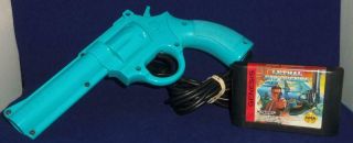 Vintage Sega Genesis Lethal Enforcers Cartridge W/ Blue Justifier Gun