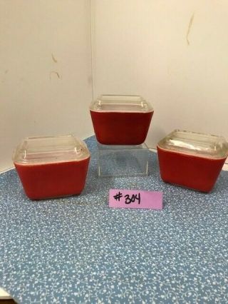 Vintage Pyrex Small Refridgerator Boxes With Lids - Set Of 3