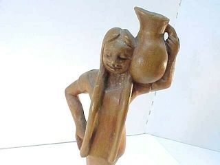 Vintage JOSE PINAL Sculpture Mexican Folk Art Wood Carving Woman J.  Pinal 2