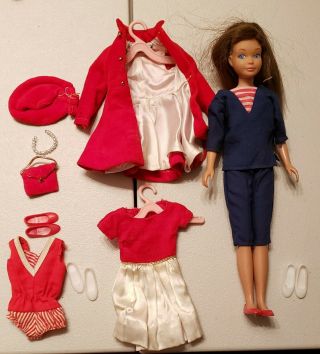 Vintage 1963 Skipper - Barbie Doll - Brunette Hair Straight Legs,  Plus Clothes,  Etc