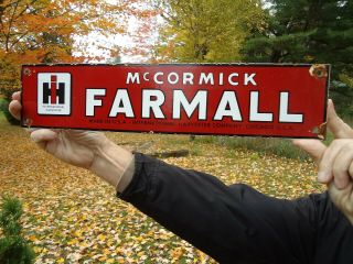 Vintage Mccormick Farmall International Harvester Porcelain Enamel Sign