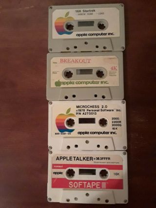 (14) Apple II Vintage Computer Software Cassettes: Star Trek,  AppleTalker 2