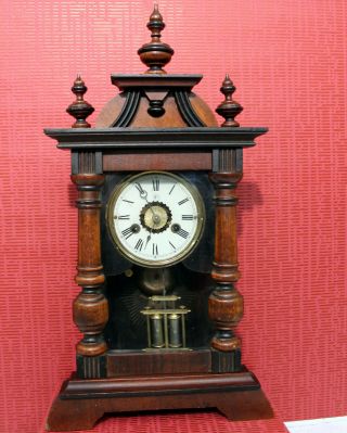 Antique Table Clock Alarm Mantel Clock German clock 1900Thc.  JUNGHANS 2
