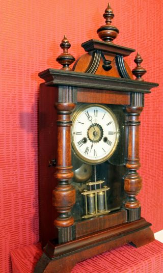 Antique Table Clock Alarm Mantel Clock German clock 1900Thc.  JUNGHANS 3