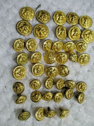 42 Vintage Us Navy Gold - Tone Shank Buttons Eagle Stars Cannon Balls Waterbury