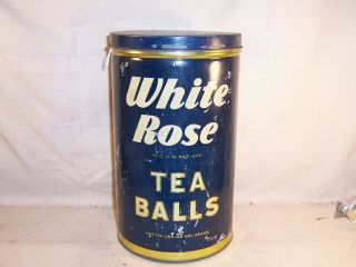 Vintage White Rose Tea Tin Orange Pekoe Tea Balls