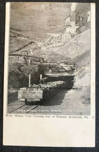 Scranton Pennsylvania Coal Mine Vintage Postcard Hobo Mines Rail Cars Tunnel
