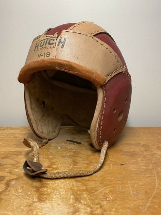Vintage Children’s Hutch Leather Football Helmet H - 18 Made In Usa Medium 1930s?