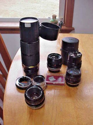 6 Vtg 35mm Camera Lenses,  Other Photo Equipment Canon Olympus Tessar Rokinon,