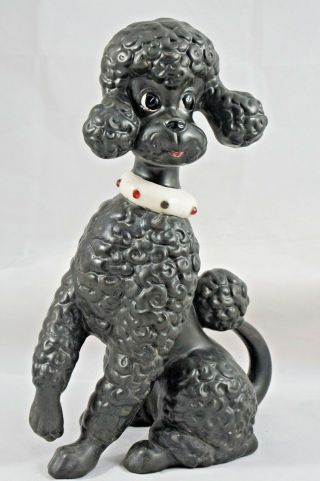 Vintage Toy Poodle Dog Black French Ceramic Animal Figurine Statue Large 10 "