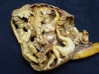 VINTAGE 1800 ' S LARGE MEERSCHAUM PIPE FANTASTIC CARVING (ORGY/PARTY) WITH CASE 3