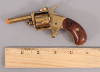 Antique German Novelty Brass Wood Cigar Cutter Pistol Gun Mechanical Tobacciana