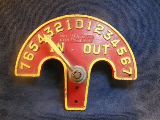 Unusual Sign Cast Metal In Out Arrow Indicator Agricultural Dial Guage 1953