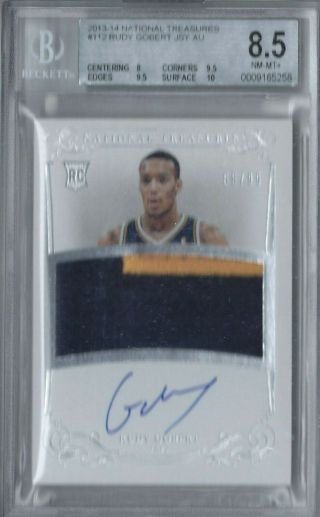 Rudy Gobert 2013 - 14 National Treasures Rpa Jersey Patch Auto Rc /99 Bgs 8.  5 10