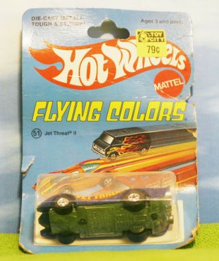Vintage Hot Wheels - Jet Threat Ii - Flying Colors 1975 Made Hong Kong - On Card