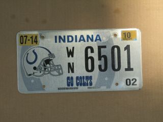 Authentic Indiana " Indianapolis Colts " Nfl Specialty License Plate (exp. ) Wn6501