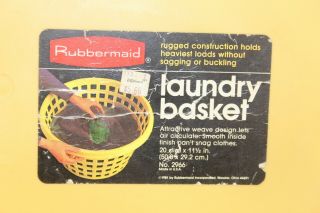 Vintage Rubbermaid Round Basket Weave Laundry Basket 2966 Yellow Gold Heavy Duty 2
