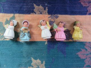 5 - Vintage Mini Carolers Christmas Ornaments Us Zone Germany Paper Mache
