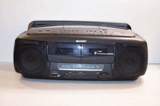 Sharp Wq - Ch400 5 - Disc Cd Changer Player Dual Cassette Boombox Stereo 1995 Vtg
