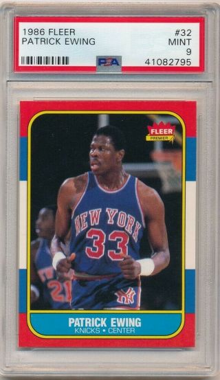 Patrick Ewing 1986/87 Fleer 32 Rc Rookie Card York Knicks Psa 9