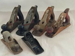 6 Vintage Stanley Smoothing Bench Planes,  Low Angle Block Planes - Woodworking