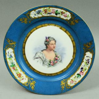 Antique Sevres Fine Porcelain Cabinet Plate Madam De Parembere C.  1841