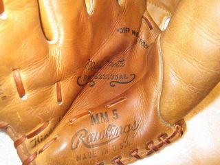 Vintage Usa Rawlings Mickey Mantle Mm5 Professional Baseball Glove - 1964 Lht