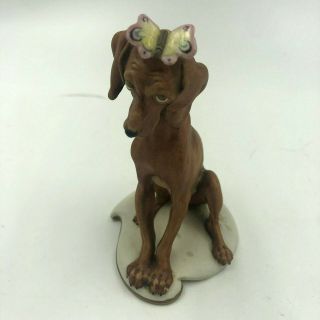 Vtg Signed G Cappe Of Art,  Hound Dog Figurine Butterfly On Head Italy,  5 "