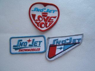 3 Vintage Sno - Jet Snowmobile Sew On Patches