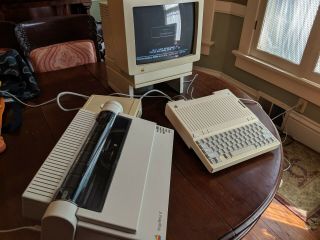 Apple IIc Vintage Computer System w/ COLOR Monitor,  5.  25 Disk Drive and Printer 2