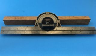 Vintage Brown & Sharpe Protractor And 12.  000 Inch Scale {rule} U.  S.  A.