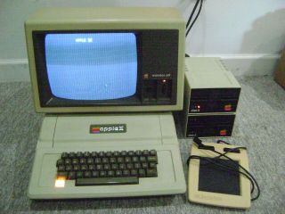 Vintage Apple II Plus Computer W/ Monitor III,  2 Disk II & Kola Pad 2