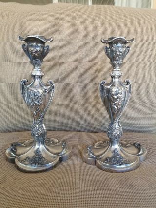 Vintage Pairpoint Mfg.  Co.  Quadruple Plated Candlesticks