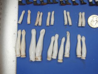 20 pair excavated vintage victorian binding doll arms legs 0,  8 - 2.  28 inch biederm 3