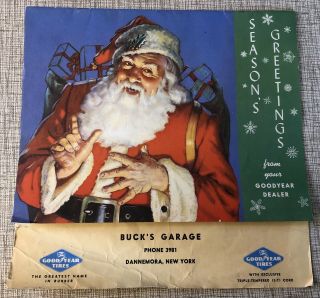 Vintage 1956 Goodyear Tire Dealer Bucks Garage Dannemora Ny Santa Claus Calendar