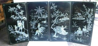 Chinese Lacquer & Mother - Of - Pearl Wall Art Panels,  4ea/1920 