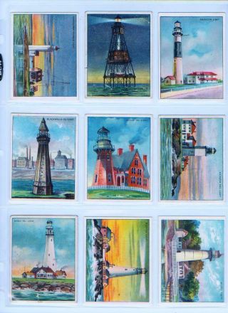 1911 T77 Lighthouse Series Tobacco Card Near Complete Set 47 Of 50