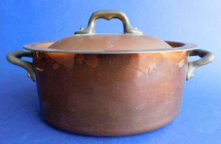 French Vintage Copper Lidded Small Casserole Or Tureen.