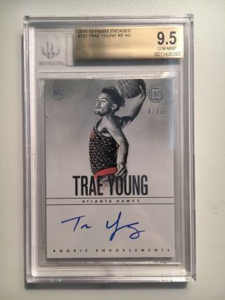 Trae Young 2018 - 19 Encased Rookie Endorsements Auto /75 Sp Rc Bgs 9.  5/10 Hawks
