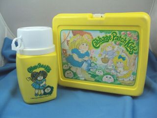 Vintage 1983 Cabbage Patch Kids Yellow Lunch Box,  Thermos Appalachian