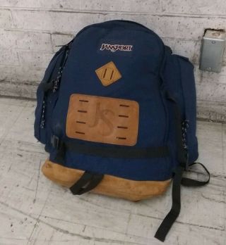 Vintage Jansport Leather Bottom Backpack Daypack Hiking Bag Usa
