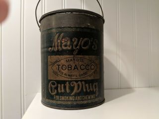 Mayos Cut Plug Tobacco Tin Antique Advertising Can Cigar General Store Pre 1900