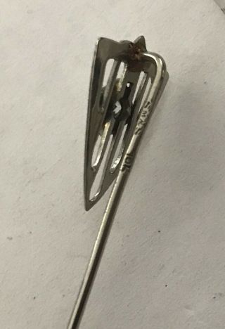 Antique Art Deco 10k White Gold Filigree Diamond Stick Pin 3