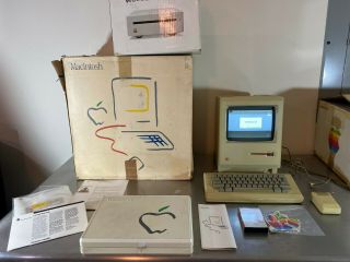 Vintage Apple Macintosh Computer 512k With Box,  Keyboard,  Mouse