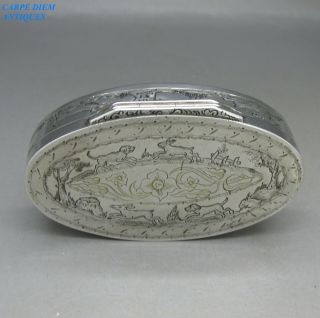 Antique Swedish Rare Good Quality Solid Silver Engraved Snuff Box Aa Sweden 1846