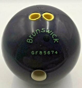 BRUNSWICK RHINO PRO PURPLE GF85674 VINTAGE 14.  5LBS BOWLING BALL Drilled - Good 2