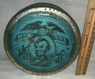Antique Old Abe Chewing Tobacco Tin Litho Round Can Abraham Lincoln Milwaukee Wi