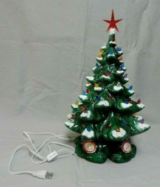 Vintage Atlantic Mold Green Ceramic Christmas Tree - 17 "
